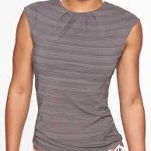 Athleta Stinson Women's Gray Silver Cap Sleeve Back Zip Tank Size M 291875